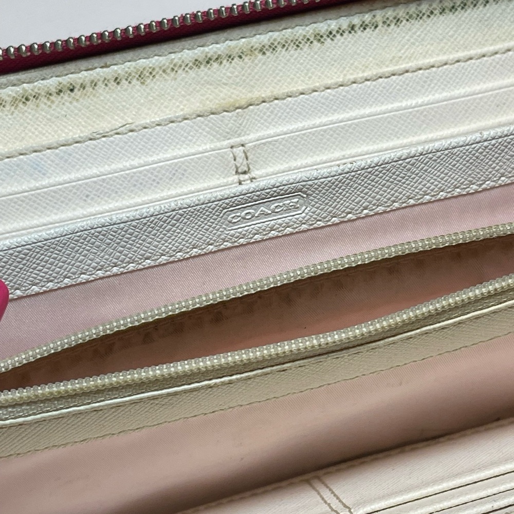 Vintage Coach Floral Print Accordion Zip Wallet F50672 White and Pink Wallet - Picture 9 of 12